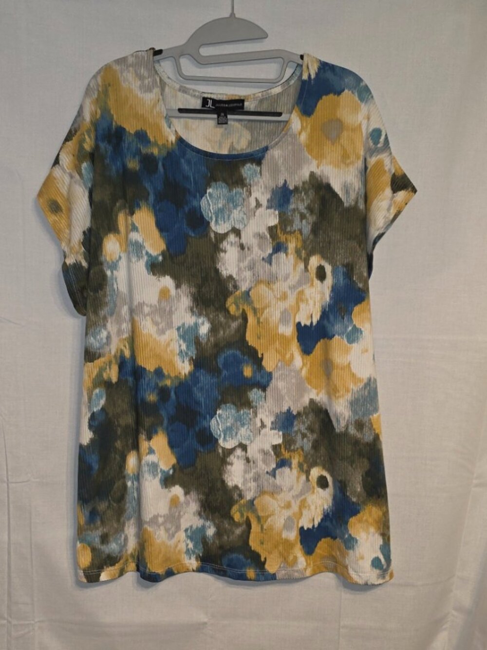 Jules Leopold Watercolor Floral Blouse Shirt Top Plus Sz 2X Gardencore Botanical
